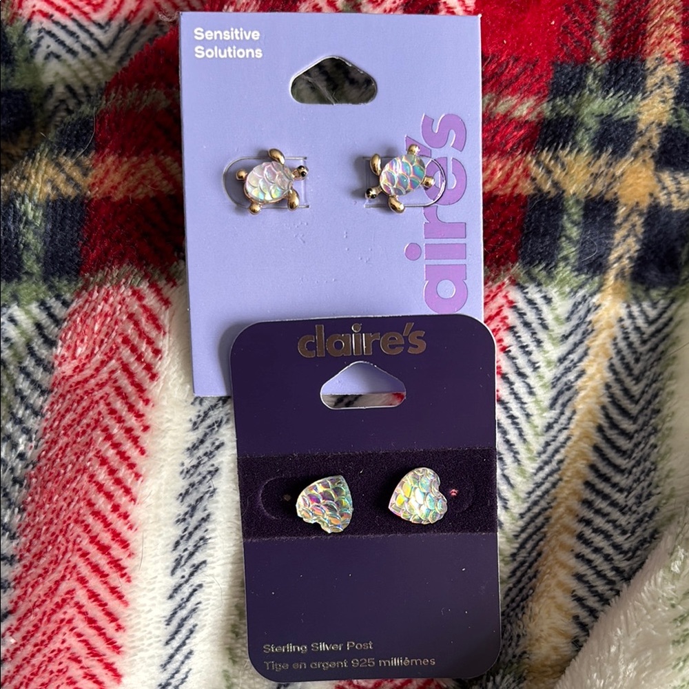 Claire's Dainty Heart Stud Earrings Silver Jewelry